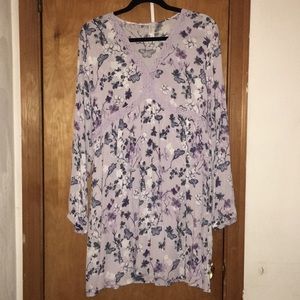 Purple floral & butterfly long sleeve dress,